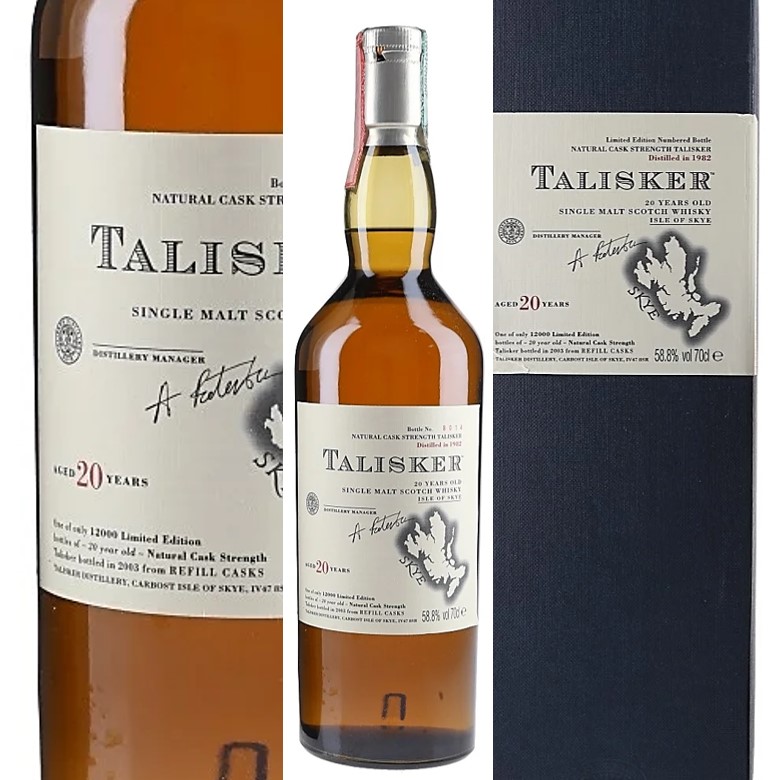 Whisky Talisker 20 ans Natural Cask Strenght. Dist. 1982 70cl